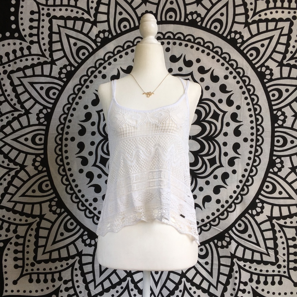 🌴SUMMER SALE!🌴 Hollister White Crochet Tank